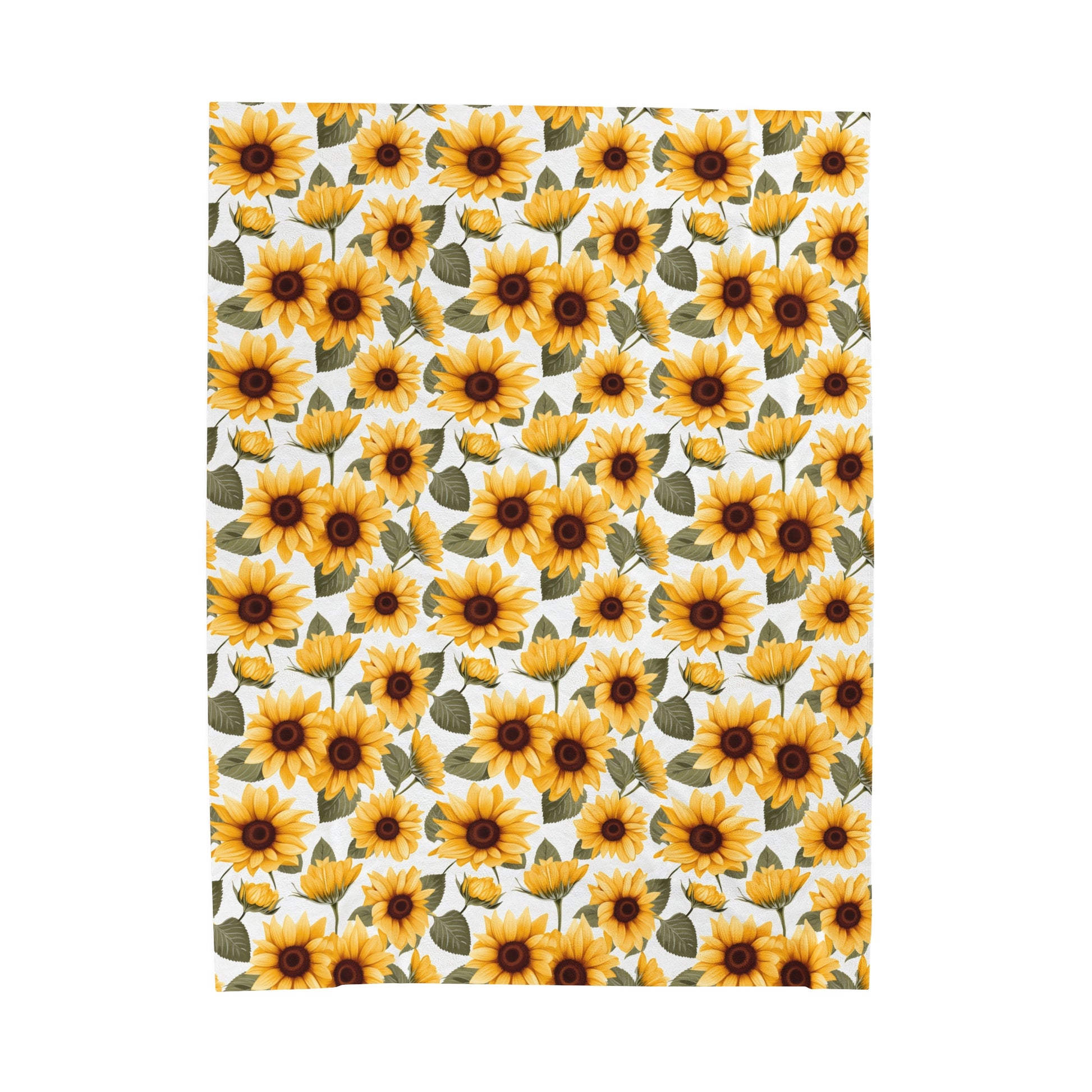 Sunflower Fleece Throw Blanket, White Yellow Flowers Velveteen Soft Plush Fluffy Cozy Warm Adult Kids Small Large Sofa Bed Décor Starcove Fashion