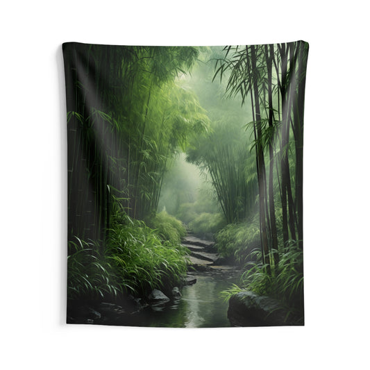 Bamboo Forest Tapestry, Green Nature Wall Art Hanging Cool Unique Vertical Aesthetic Large Small Decor Bedroom College Dorm Room