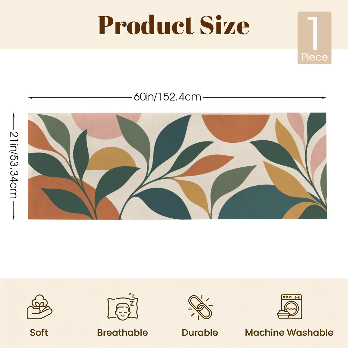 Mid Century Modern Body Pillow Case,  Flowers Boho Abstract Botanical Green Long Large Bed Accent Pillowcase Print Throw Decorative Cover