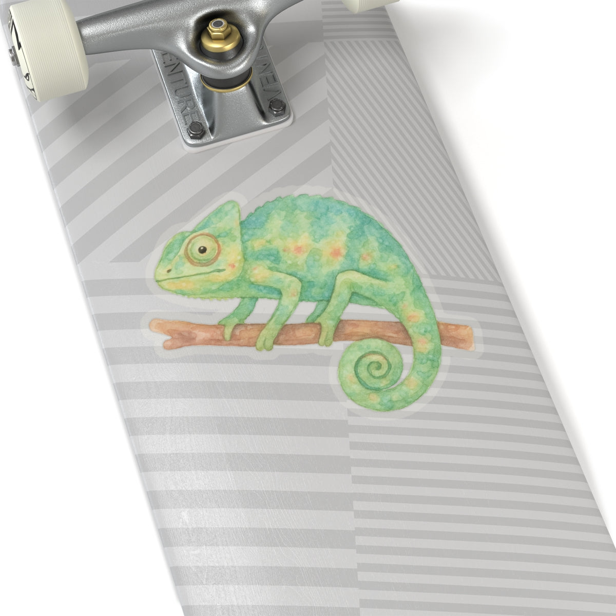 Chameleon Sticker Decal, Green Animal Reptile Watercolor Art Vinyl Laptop Cute Waterbottle Tumbler Car Waterproof Bumper Clear Die Cut Wall