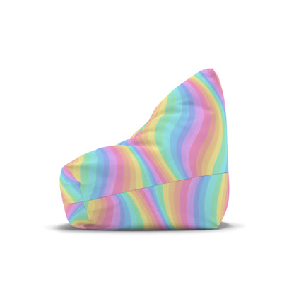 Rainbow Bean Bag Chair Cover, Pastel Wavy Stripes Washable Triangle Furniture Small Large Adult Children Kids Playroom Apartment Dorm Decor