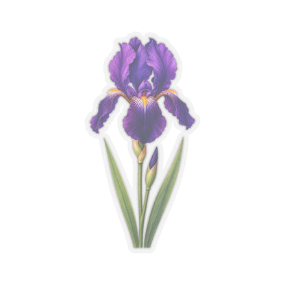 Purple Iris Flower Sticker Decal, Blossom Floral Watercolor Art Vinyl Cute Waterbottle Tumbler Car Waterproof Bumper Clear Die Cut Wall - Starcove Fashion