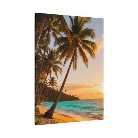 Palm Trees Canvas Gallery Wrap,  Tropical Beach Coastal Ocean Sunset Wall Art Print Artwork Decor Small Large Hanging Vintage Portrait