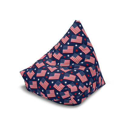 American Flag Bean Bag Chair Cover, Patriotic USA Stars and Stripes Washable Triangle Furniture Small Large Adult Children Kids Sofa Dorm