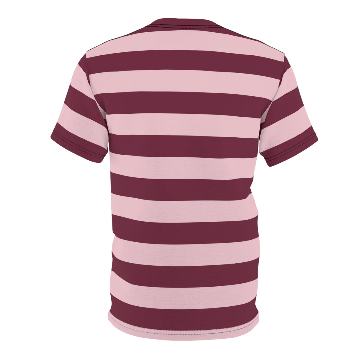 Burgundy Pink Striped Tshirt, Maroon Blush Horizontal Retro Designer Lightweight Heavyweight Crewneck Men Women Tee Top Short Sleeve Shirt