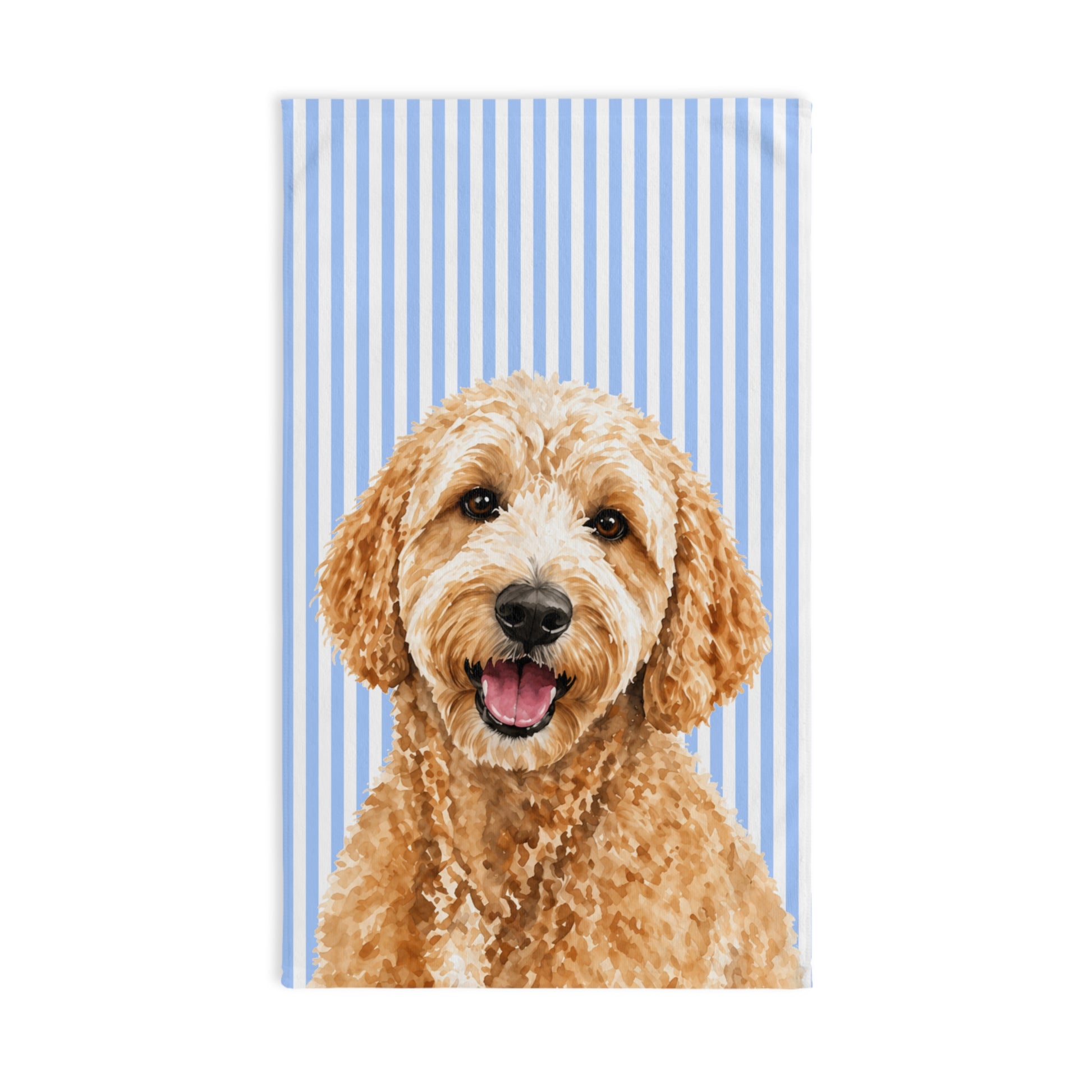 Custom Pet Portrait Hand Towel, Personalized Watercolor Dog Cat Photo Striped Guest Bath Bathroom Spa Tea Cotton Kitchen Gift Her Women - Starcove Fashion