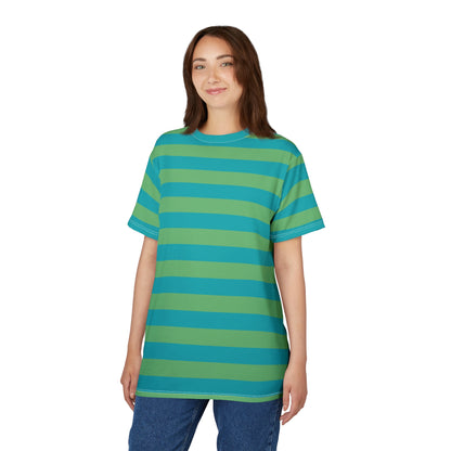 Light Blue Green Striped Tshirt, Pastel Stripes Designer Graphic Lightweight Heavyweight Crewneck Men Women Tee Top Short Sleeve Shirt - Starcove Fashion