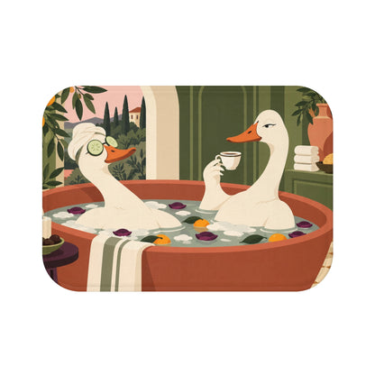 Funny Duck Bath Mat, Mediterranean Spa Memory Foam Cute Shower Bathroom Decor Non Slip Floor Large Small Washable Quick Dry Luxury Rug