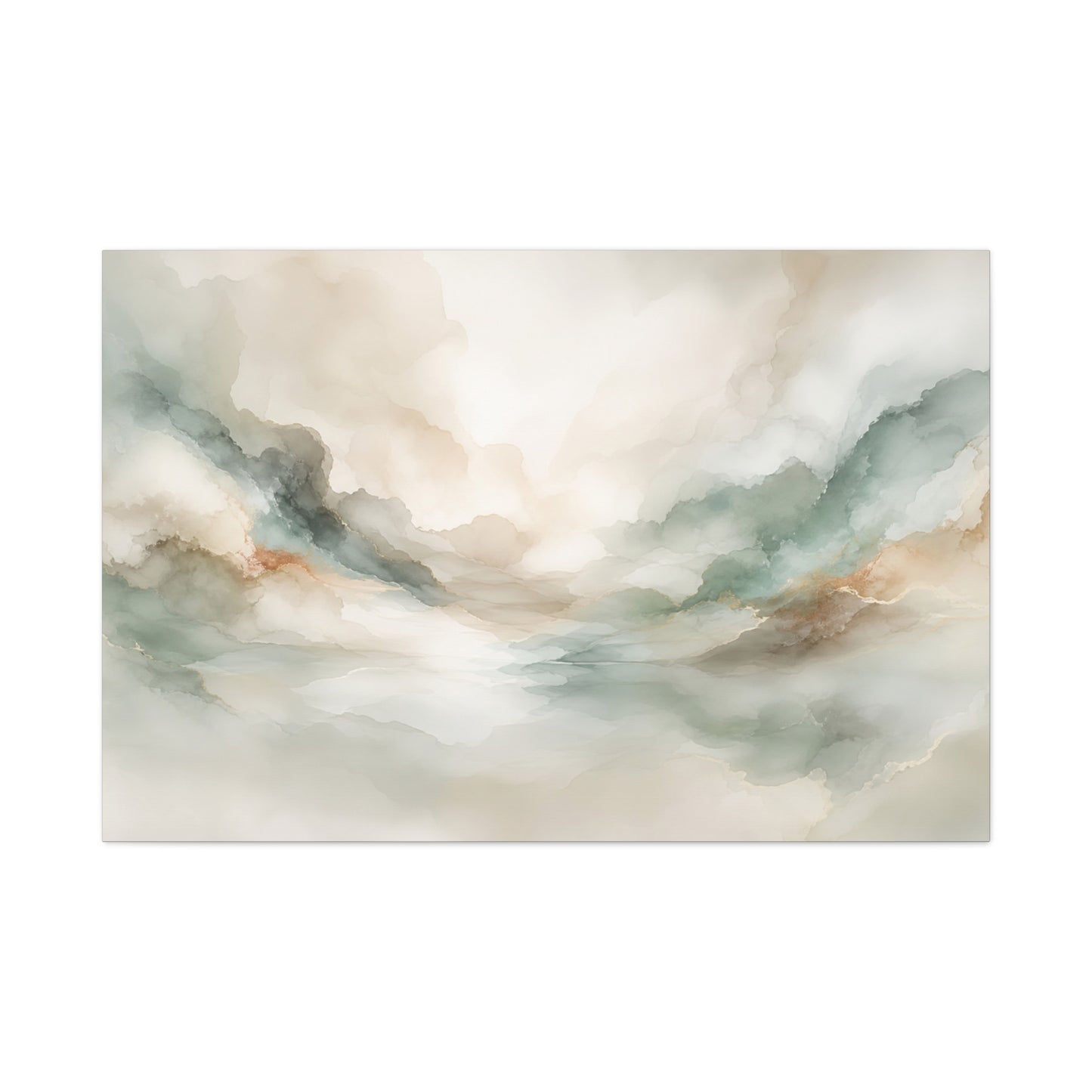 Dreamy Abstract Canvas Gallery Wrap, Sage Soft Neutral Watercolor Wall Art Print Decor Small Large Hanging Modern Landscape Living Room