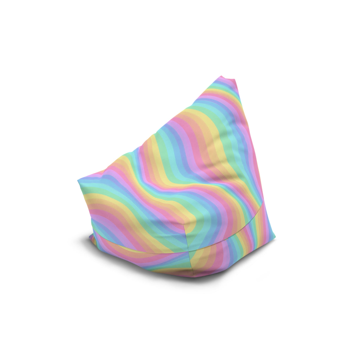 Rainbow Bean Bag Chair Cover, Pastel Wavy Stripes Washable Triangle Furniture Small Large Adult Children Kids Playroom Apartment Dorm Decor