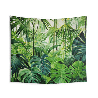 Tropical Leaf Tapestry, Watercolor Green Leaves Nature Jungle Wall Art Hanging Unique Landscape Aesthetic Large Small Decor Bedroom Dorm Starcove Fashion