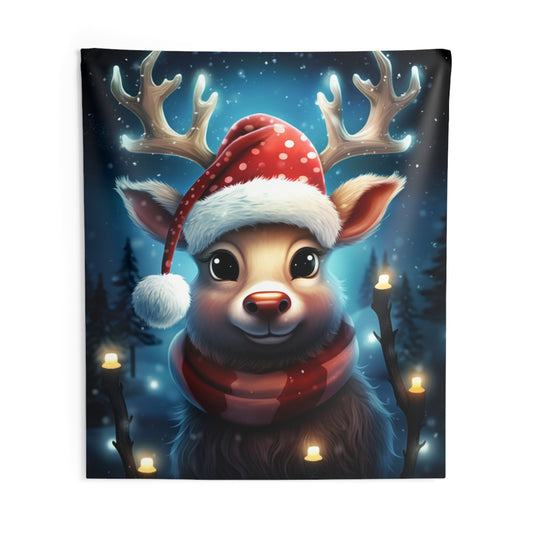 Reindeer Tapestry, Xmas Christmas Vintage Wall Art Hanging Cool Unique Vertical Aesthetic Large Small Decor Bedroom College Dorm Starcove Fashion