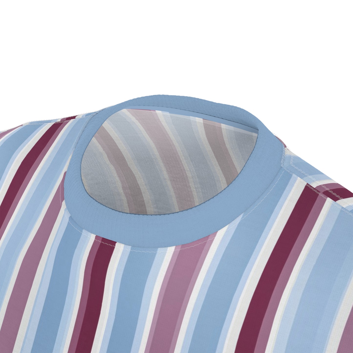 Blue Burgundy Striped Tshirt, Vertical Stripe Designer Aesthetic Lightweight Heavyweight Crewneck Men Women Tee Top Short Sleeve Shirt