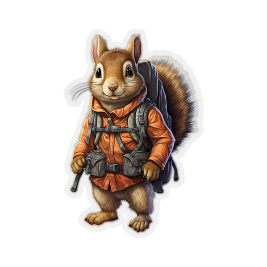 Squirrel Hiking Sticker Decal, Wanderlust Backpacking Art Vinyl Laptop Cute Waterbottle Tumbler Car Waterproof Bumper Clear Aesthetic Wall Starcove Fashion