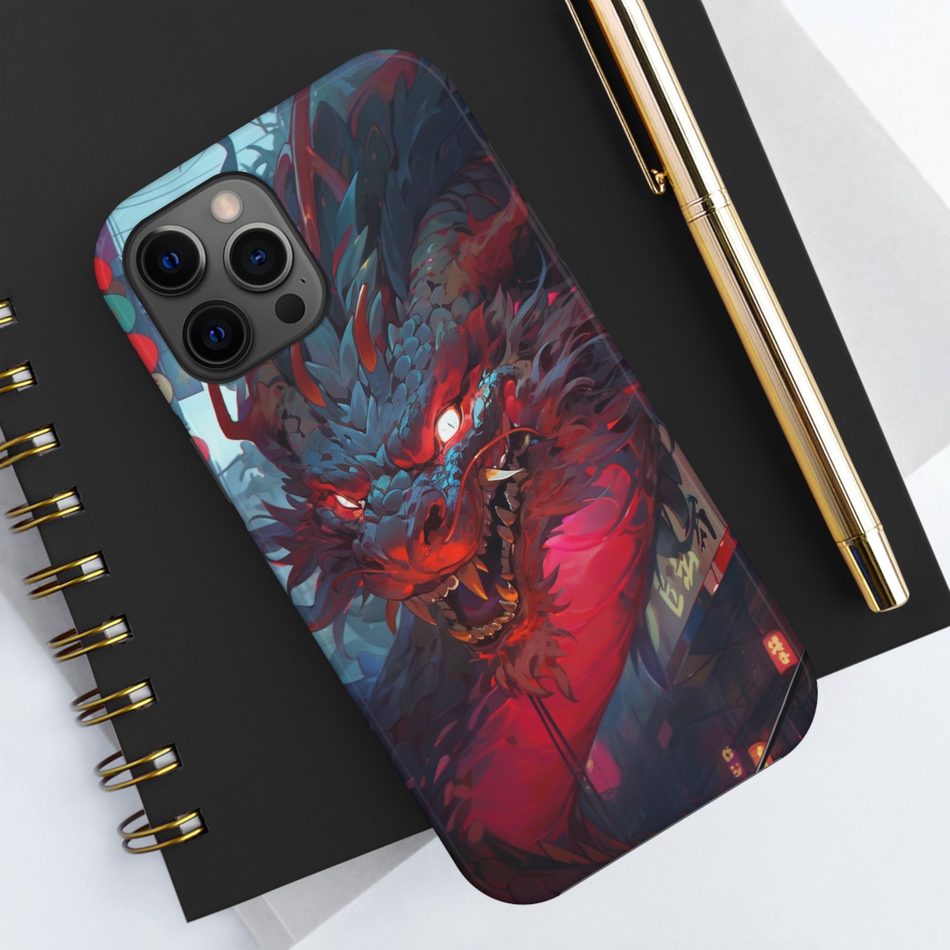 Japanese Dragon Tough Phone Case, Anime iPhone 14 13 Pro Max 12 11 X XR XS SE 7 8 Plus Cell Cover Cool Aesthetic Starcove Fashion