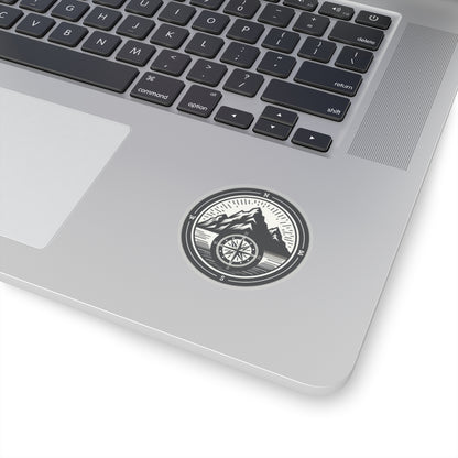 Compass Mountain Sticker Decal, Car Bumper Navigation Art Vinyl Laptop Cute Waterbottle Tumbler Waterproof Clear Aesthetic