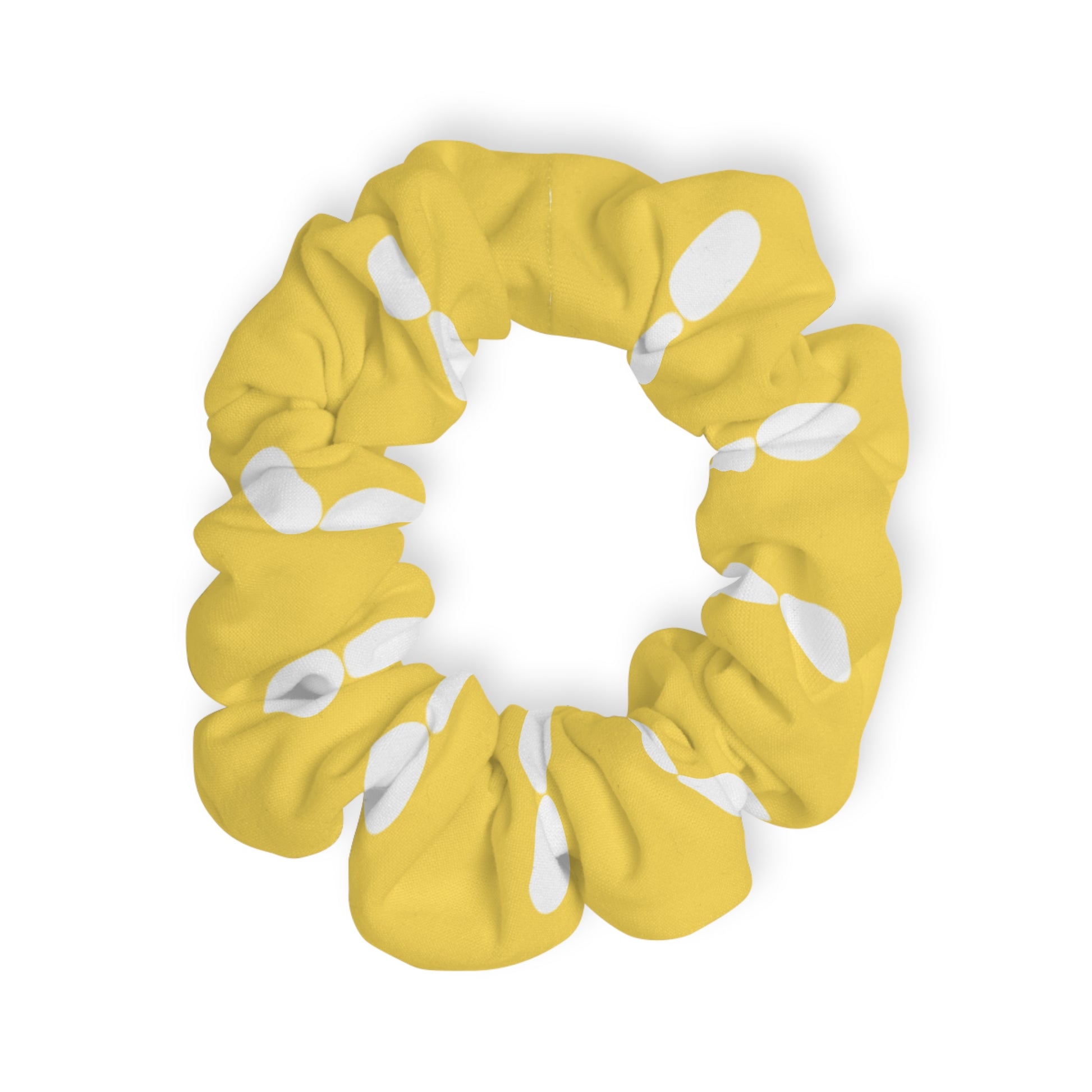 Yellow Polka Dots Scrunchie, Elastic Hair Ties Accessory  Print Cute Holder Soft Silky Tie Bow Cute Scarf Designer - Starcove Fashion