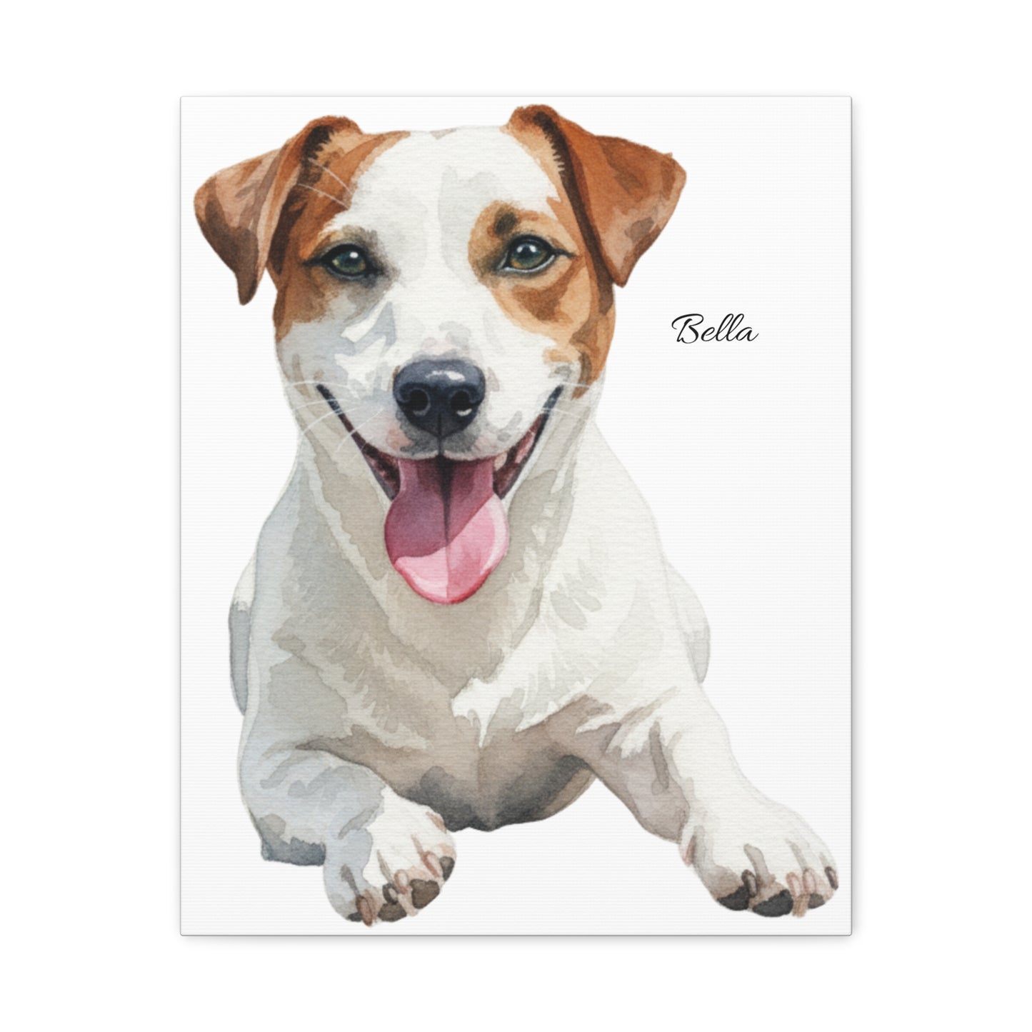 Custom Pet Portrait Canvas Gallery Wrap, Watercolor Painting Dog Cat Personalized Wall Art Print Artwork Small Large Hanging Vertical Poster