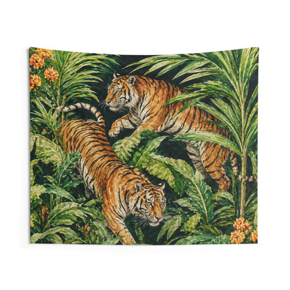 Bengal Tiger Tapestry, Jungle Green Foliage Wall Art Hanging Cool Unique Landscape Aesthetic Large Small Decor Bedroom College Dorm Room - Starcove Fashion