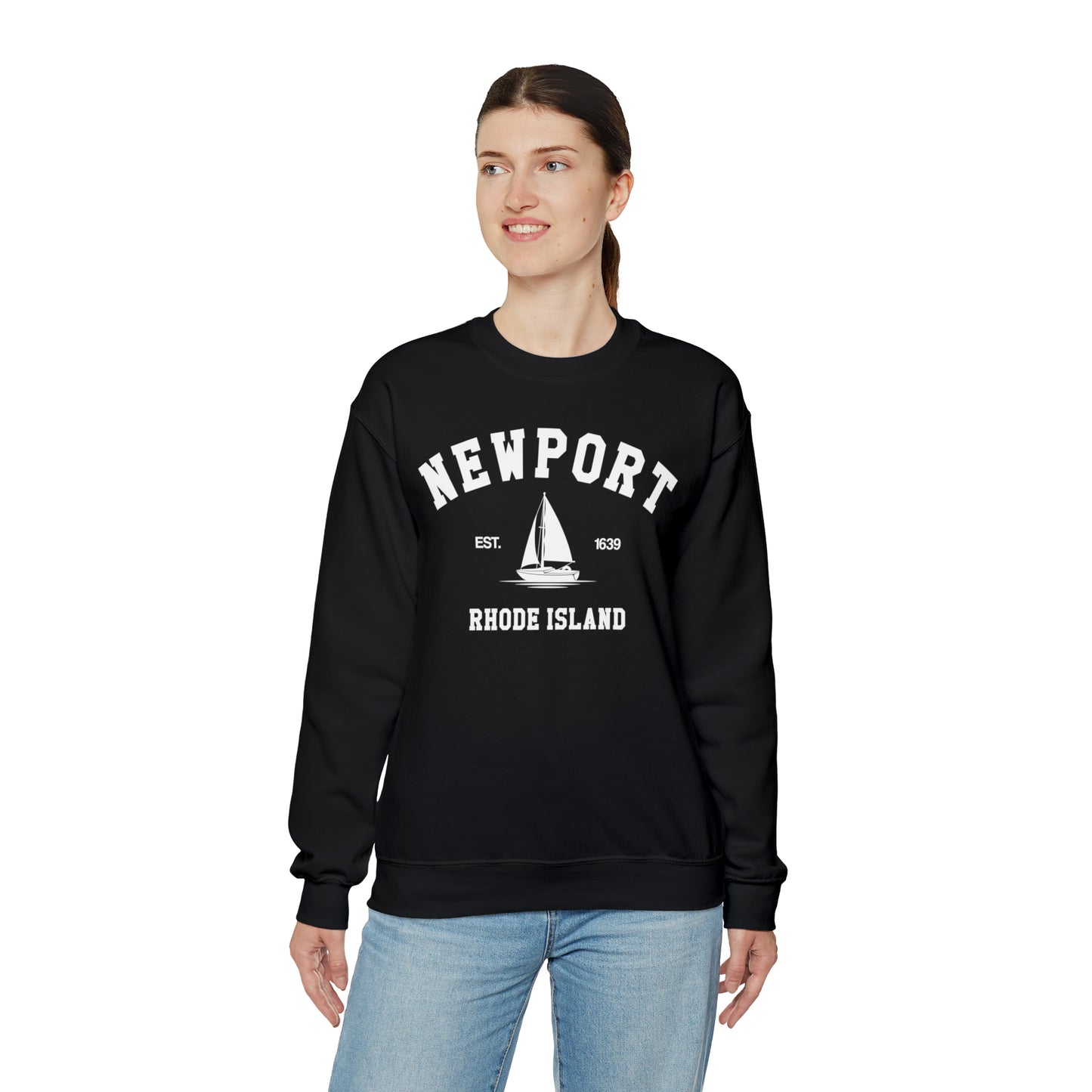 Newport RI Sweatshirt, Vintage Rhode Island Sailing Boating Beach Town Graphic Crewneck Sweater Jumper Pullover Men Women Aesthetic Top Starcove Fashion