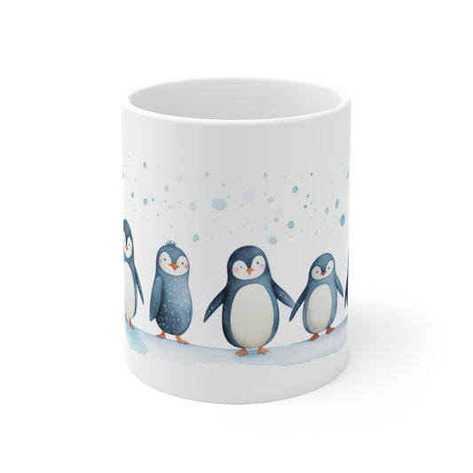 Cute Penguins Coffee Mug, Watercolor Art Ceramic Cup Tea Hot Chocolate Lover Unique Microwave Safe Novelty Cool Gift