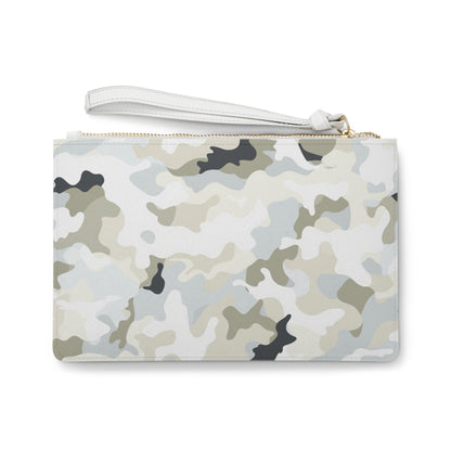 White Camo Clutch Wristlet Purse,  Camouflage Vegan Leather with Pocket Zipper Evening Modern Bag Strap Phone Wallet for Women Starcove Fashion