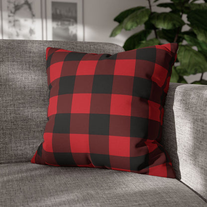 Red Buffalo Plaid Pillow Case, Black Check Square Christmas Throw Decorative Cover Decor Bedding Bed Accent Couch Sofa Bedroom