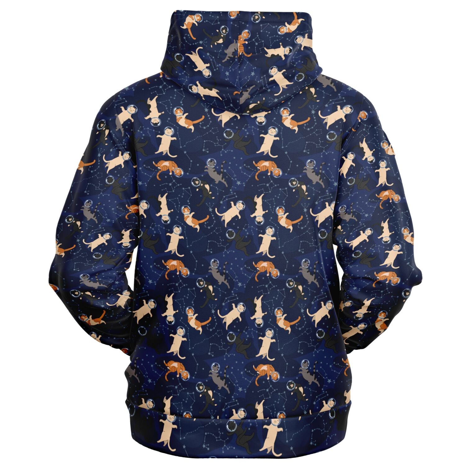 Cats in Space Zip Up Hoodie, Kittens Full Zipper Pocket Men Women Unisex Adult Aesthetic Graphic Cotton Fleece Hooded Sweatshirt - Starcove Fashion