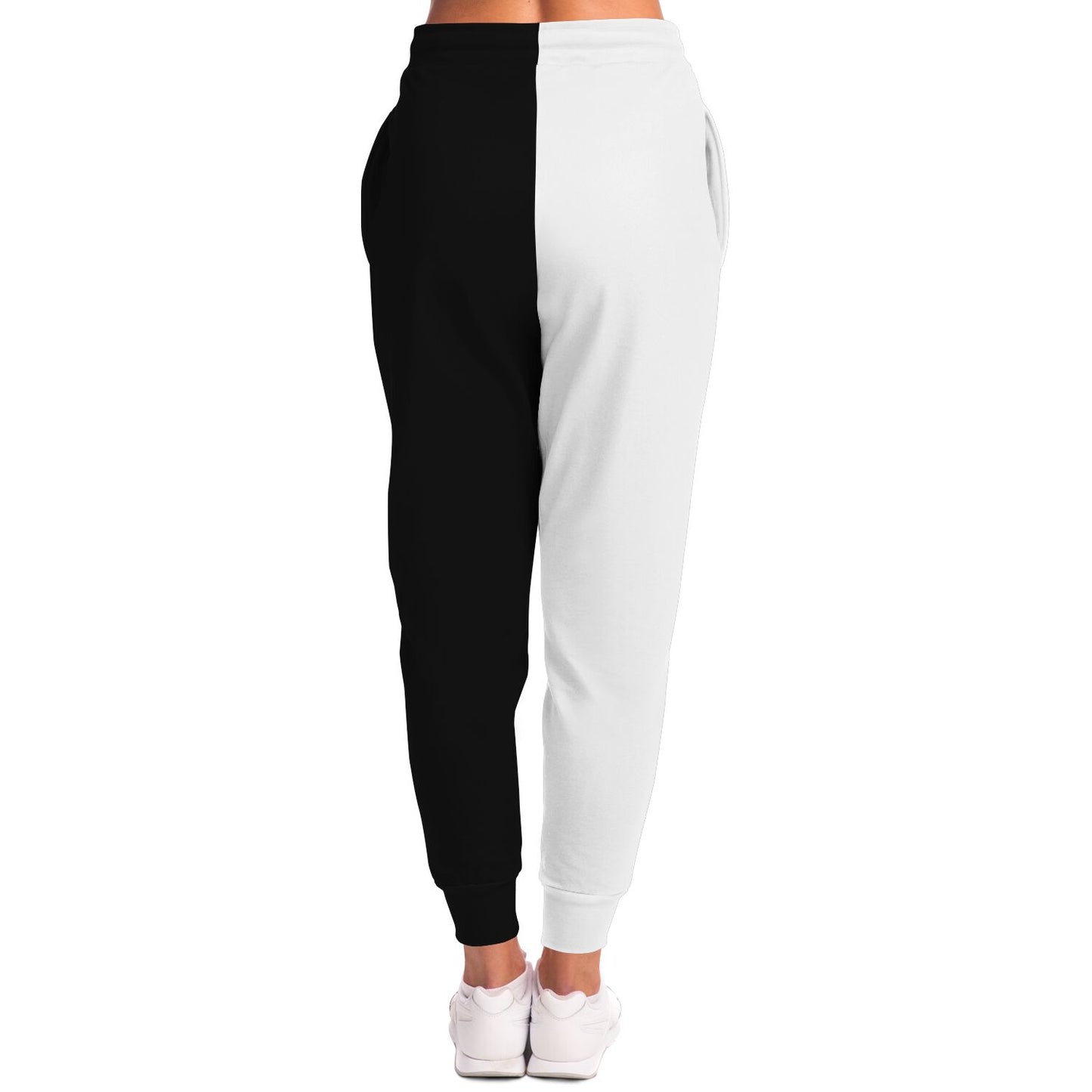Half Black Half White Joggers Sweatpants with Pockets, Two Tone Split Color Women Men Male Female Ladies Fleece Comfy Sweats Pants Bottoms