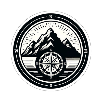 Compass Mountain Sticker Decal, Car Bumper Navigation Art Vinyl Laptop Cute Waterbottle Tumbler Waterproof Clear Aesthetic