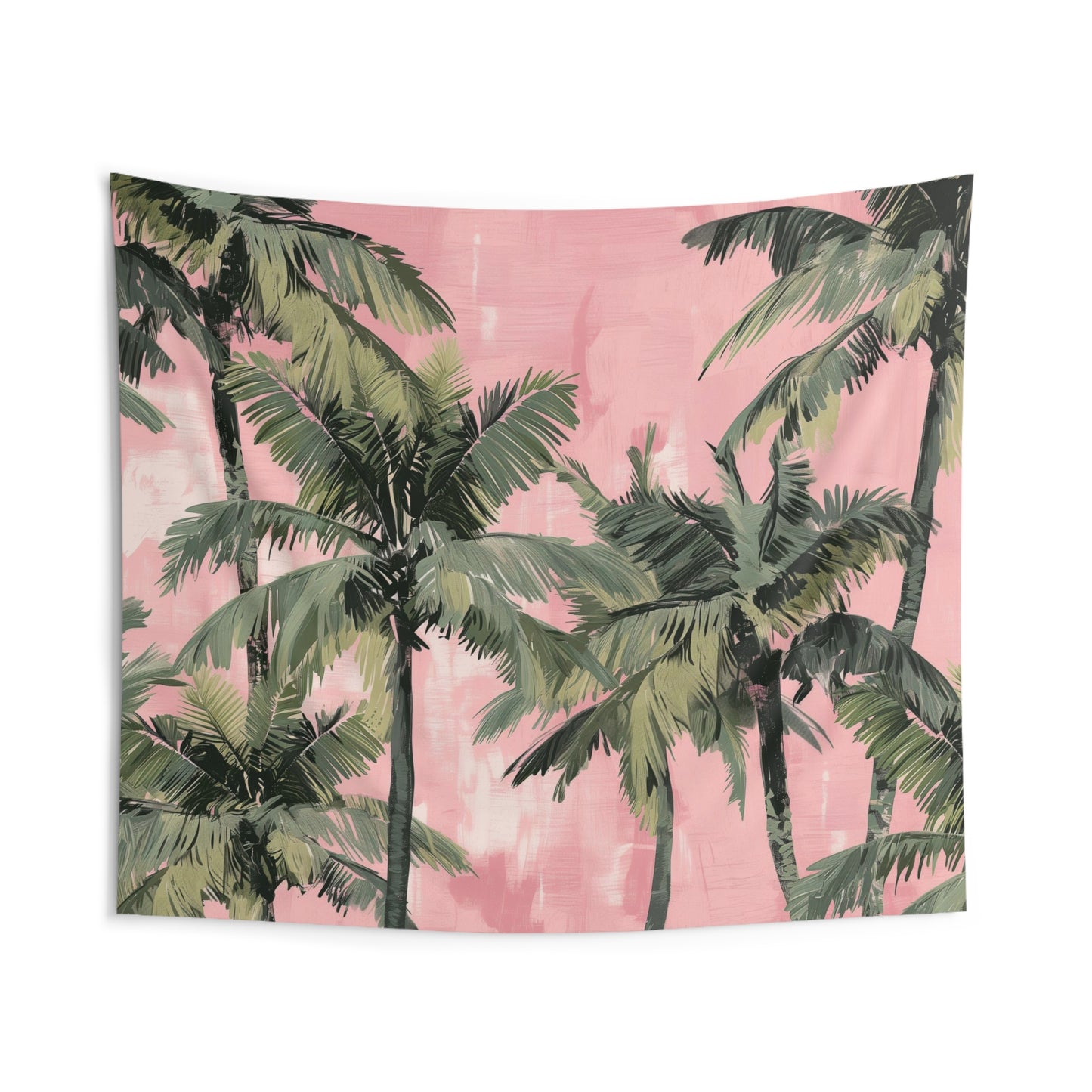 Palm Trees Tapestry, Green Pink Wall Art Hanging Cool Unique Landscape Aesthetic Large Small Decor Bedroom College Dorm Room