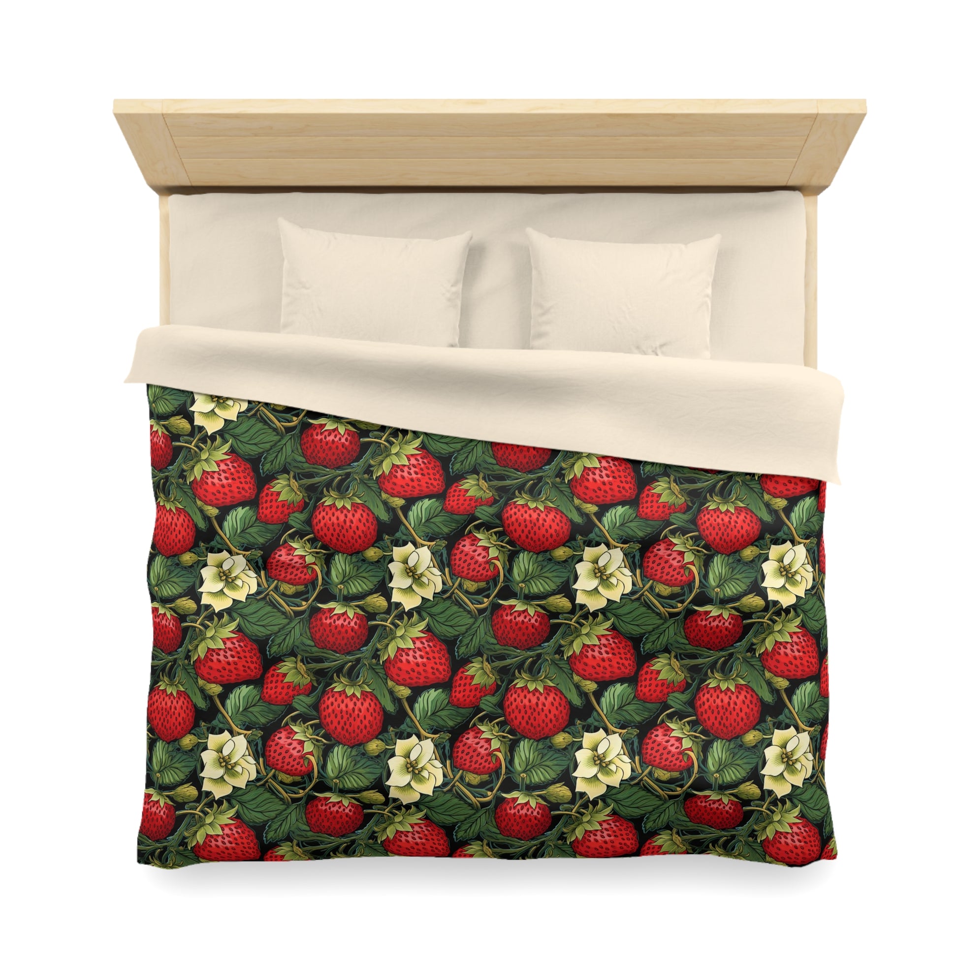 Strawberry Duvet Cover, Retro Vintage Bedding Queen King Full Twin XL Microfiber Unique Designer Bed Quilt Bedroom Decor Starcove Fashion