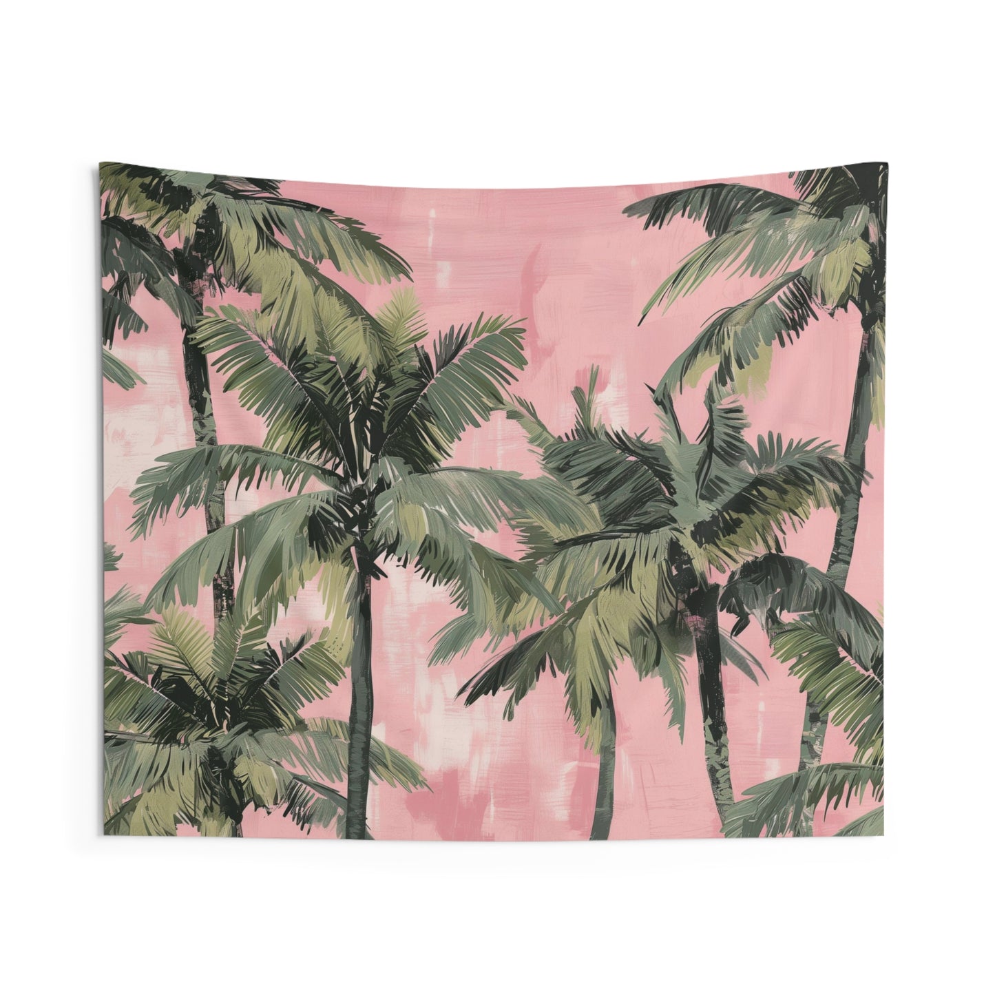Palm Trees Tapestry, Green Pink Wall Art Hanging Cool Unique Landscape Aesthetic Large Small Decor Bedroom College Dorm Room