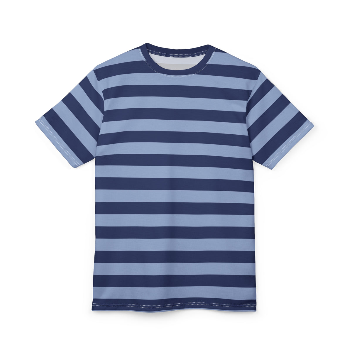Dark and Light Blue Tshirt, Navy Striped Stripe Designer Graphic Lightweight Heavyweight Crewneck Men Women Tee Top Short Sleeve Shirt