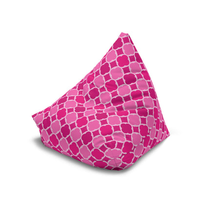 Bright Pink Geometric Bean Bag Chair Cover, Petal Washable Triangle Furniture Small Large Adult Children Kids Playroom Apartment Dorm Decor