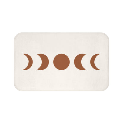 Moon Phases Bath Mat, Boho Bohemian Half Full Memory Foam Cute Shower Bathroom Decor Non Slip Floor Large Small Washable Quick Dry Rug