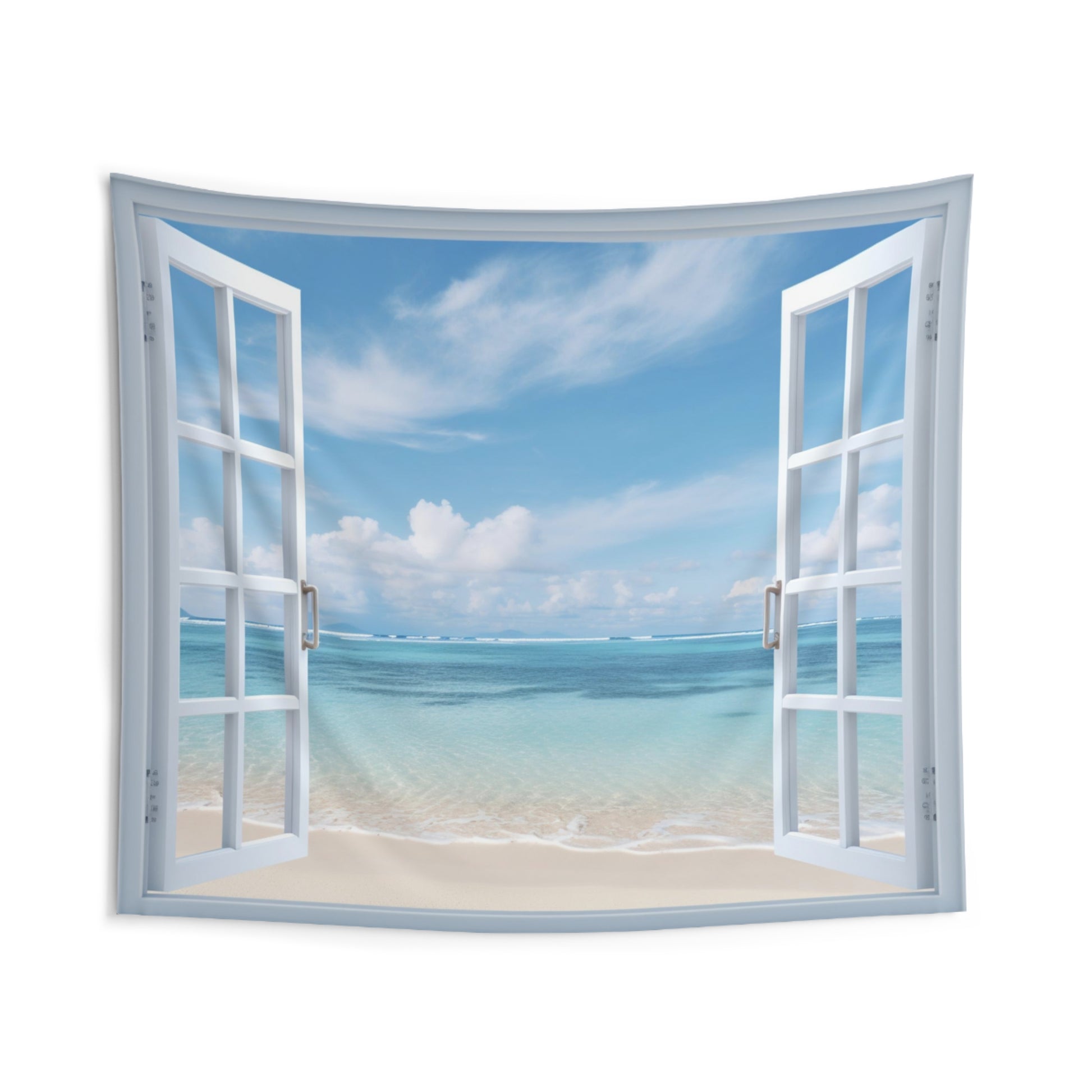 3D Beach Window Tapestry, Ocean Sea Wall Art Hanging Cool Unique Landscape Aesthetic Large Small Bedroom College Dorm Room Starcove Fashion