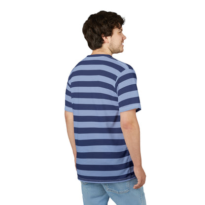 Dark and Light Blue Tshirt, Navy Striped Stripe Designer Graphic Lightweight Heavyweight Crewneck Men Women Tee Top Short Sleeve Shirt