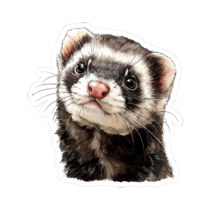 Ferret Sticker Decal, Watercolor Animal Wildlife Cute Art Vinyl Laptop Waterbottle Tumbler Car Waterproof Bumper 4x4 Clear Die Cut Wall