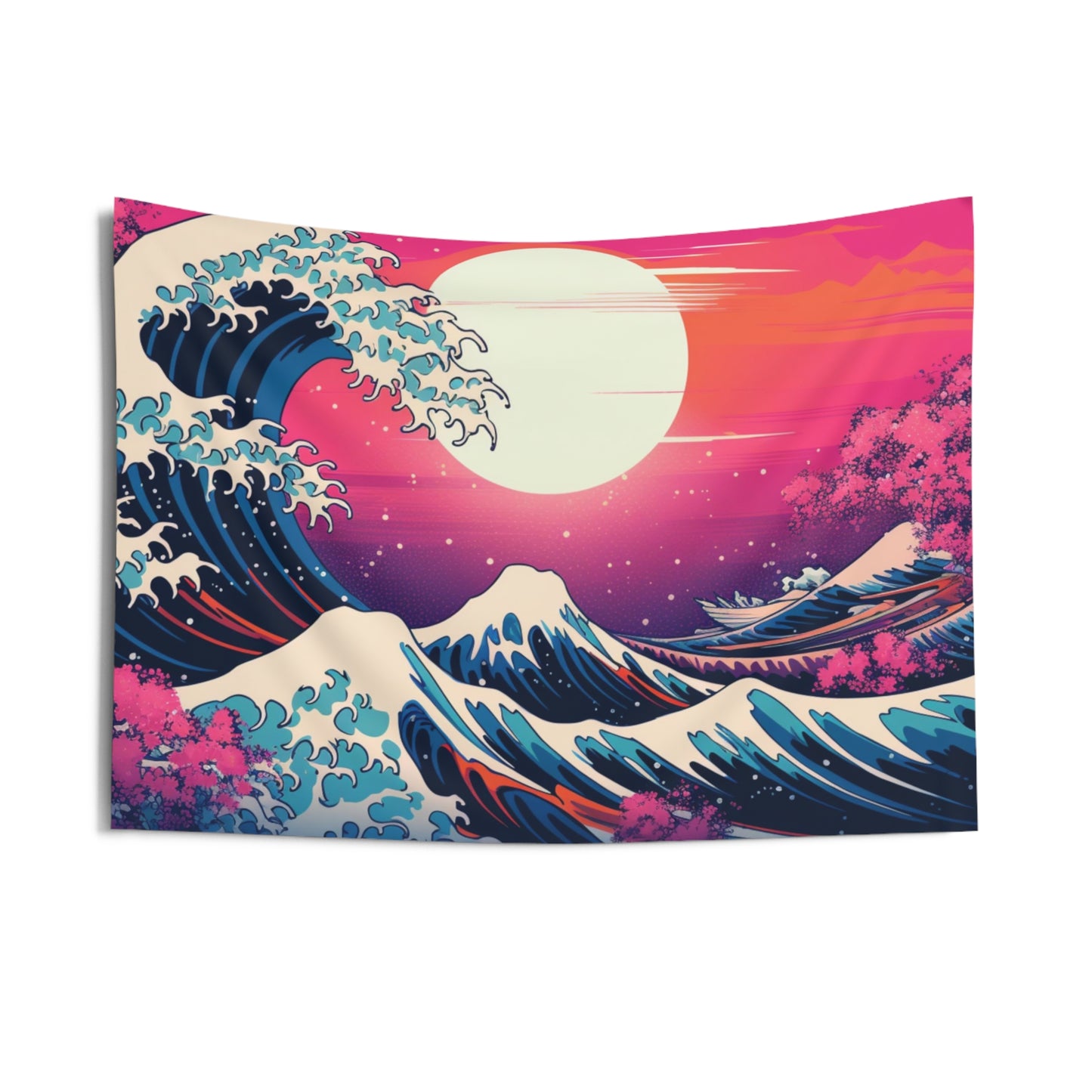 Great Wave Vaporwave Tapestry, Synthwave Japanese 80s 90s Wall Art Hanging Cool Unique Landscape Aesthetic Large Small College Dorm Starcove Fashion