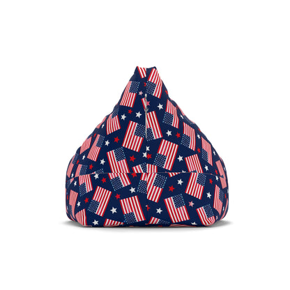 American Flag Bean Bag Chair Cover, Patriotic USA Stars and Stripes Washable Triangle Furniture Small Large Adult Children Kids Sofa Dorm