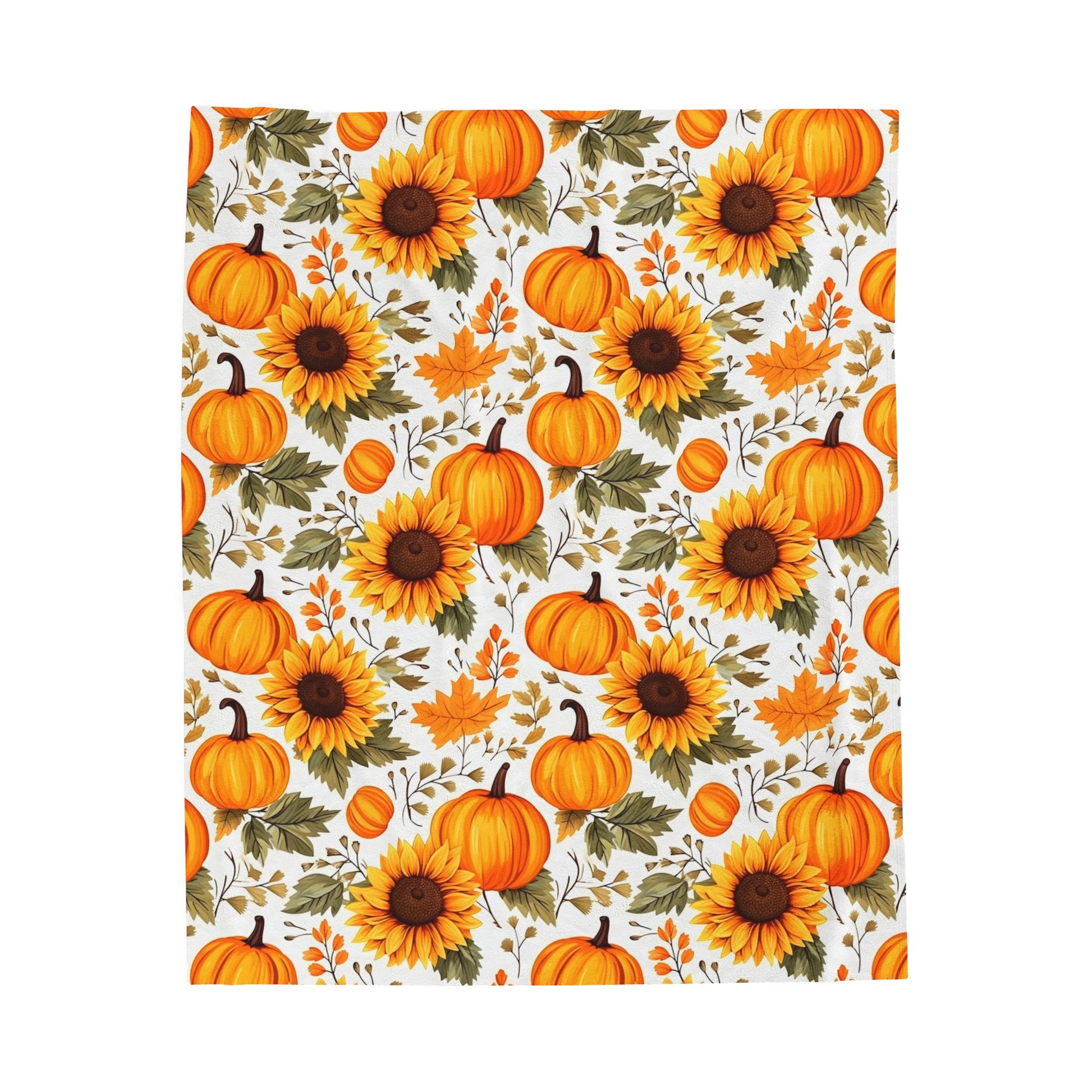 Pumpkins Sunflower Fleece Throw Blanket, Fall Thanksgiving Velveteen Soft Plush Fluffy Cozy Warm Adult Kids Small Large Sofa Bed Starcove Fashion