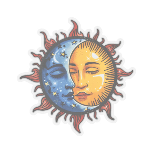 Sun Moon Sticker Decal, Vintage Retro Crescent Art Vinyl Laptop Celestial Waterbottle Tumbler Car Waterproof Bumper Clear Aesthetic Wall - Starcove Fashion