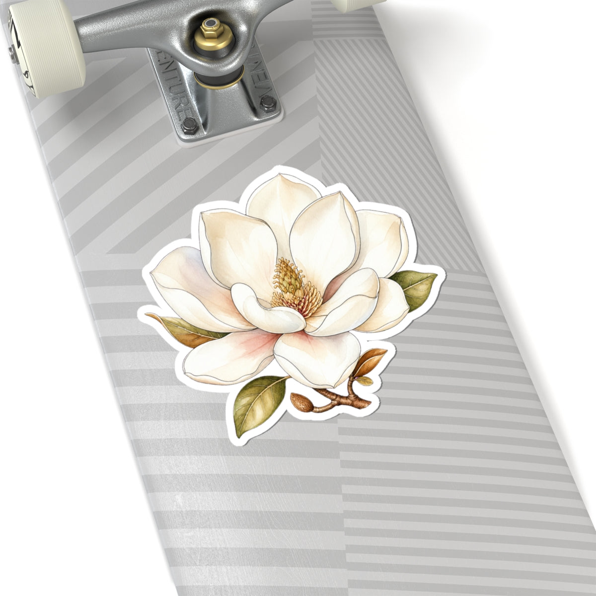 White Magnolia Flower Sticker Decal, Blossom Floral Watercolor Art Vinyl Cute Waterbottle Tumbler Car Waterproof Bumper Clear Die Cut Wall - Starcove Fashion