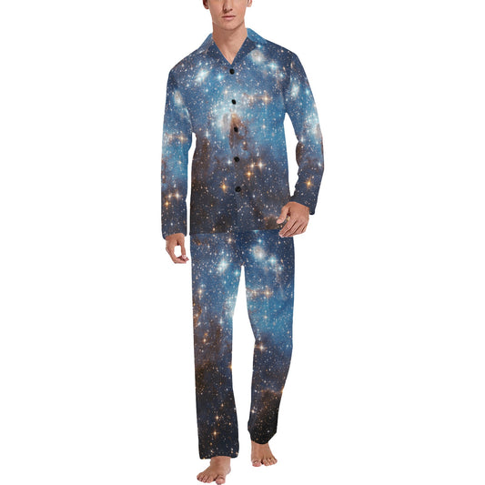 Galaxy Space Pajamas Set, Stars Universe Matching Family PJs Men Women Long Sleeve Sleep Shirt Night Pants Trousers Top Couple Sleepwear