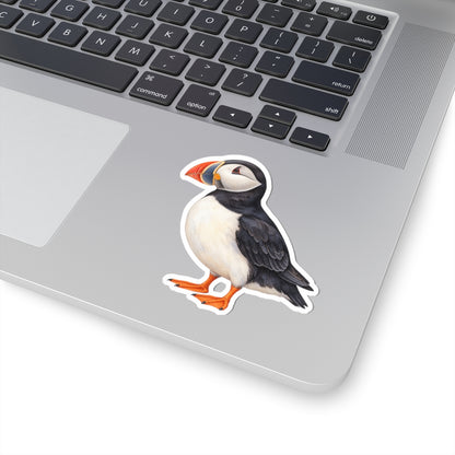Atlantic Puffin Sticker Decal, Bird Seabird Watercolor Art Vinyl Laptop Cute Waterbottle Tumbler Car Waterproof Bumper 4x4 Clear Die Cut