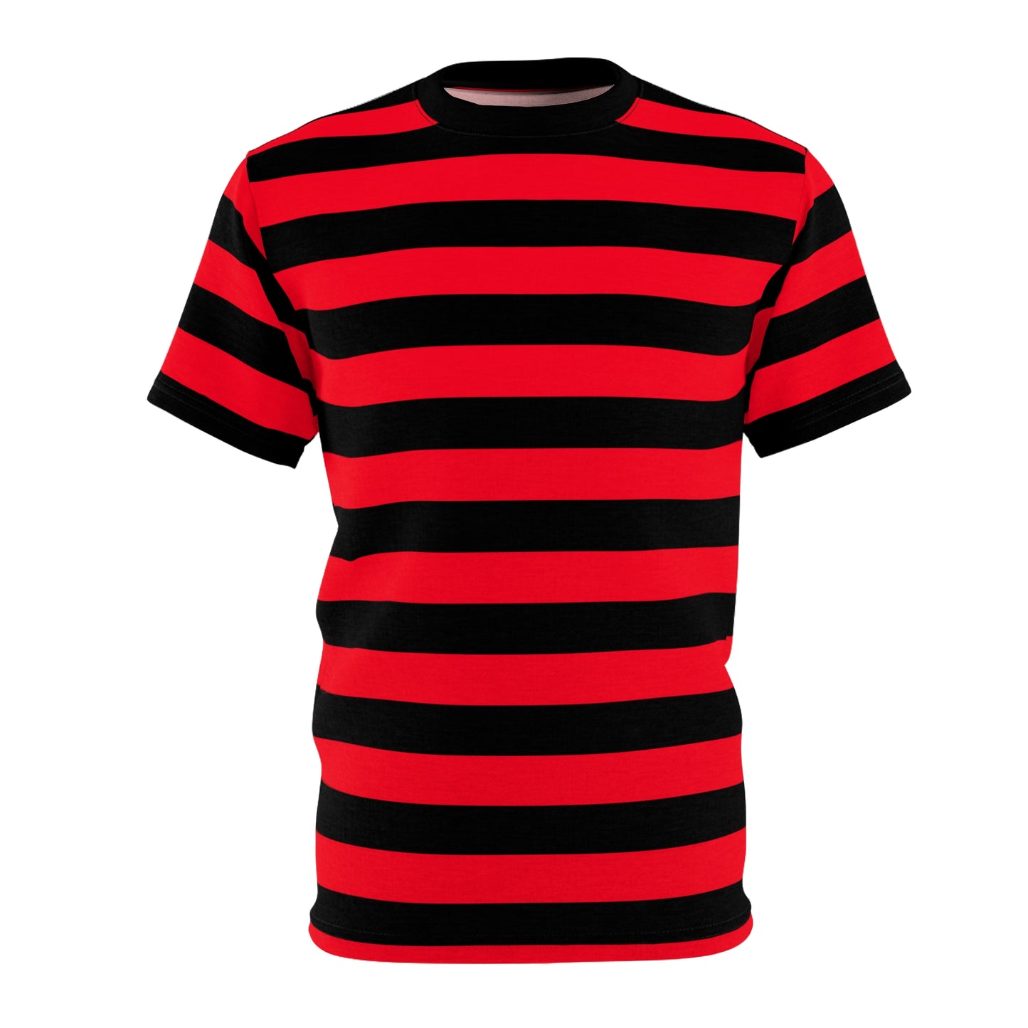 Red and Black Striped Men Tshirt, Horizontal Bold Stripes Designer Lightweight Heavyweight Aesthetic Fashion Crewneck Tee Top Shirt