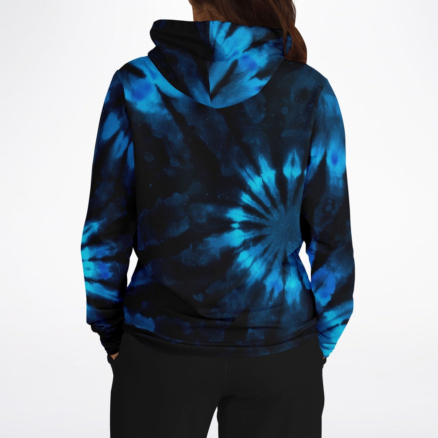 Black and Blue Tie Dye Hoodie, Pullover Men Women Adult Aesthetic Graphic Cotton Hooded Sweatshirt with Pockets Designer Plus Size