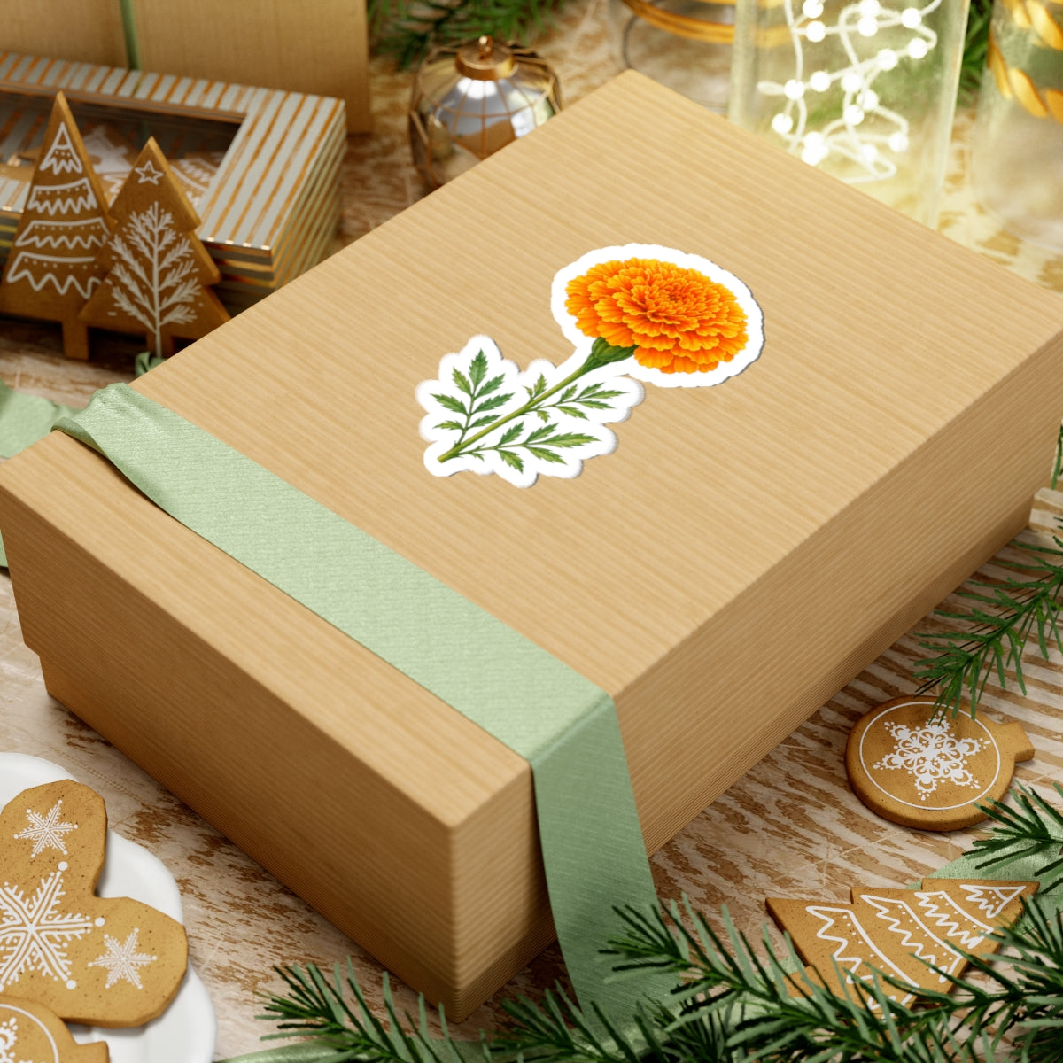 Marigold Flower Sticker Decal, Bright Orange Floral Watercolor Art Vinyl Cute Waterbottle Tumbler Car Waterproof Bumper Clear Die Cut Wall - Starcove Fashion