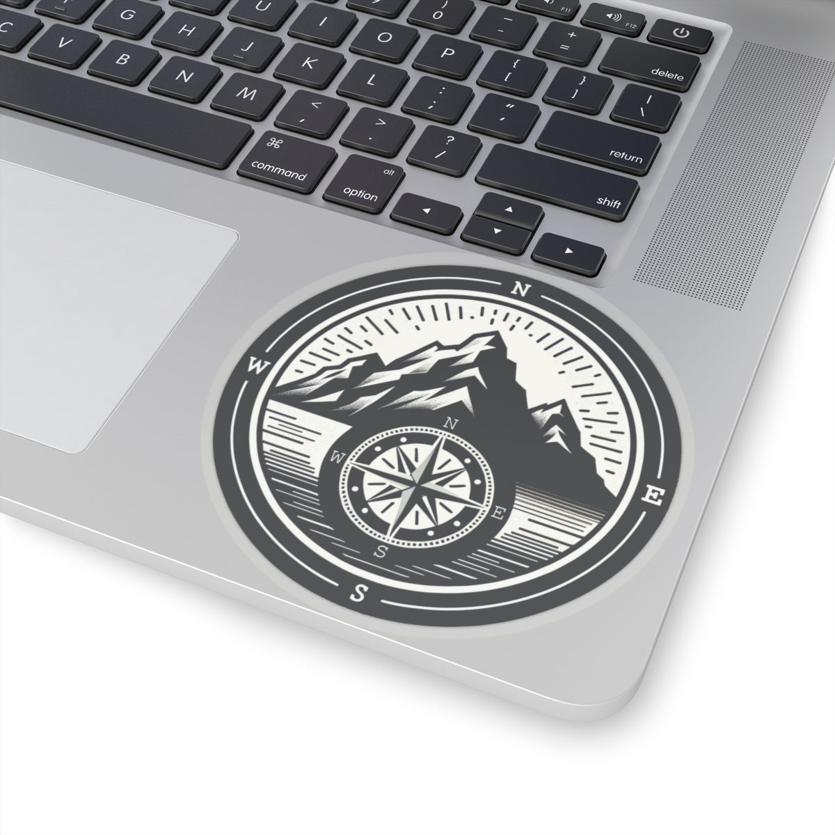 Compass Mountain Sticker Decal, Car Bumper Navigation Art Vinyl Laptop Cute Waterbottle Tumbler Waterproof Clear Aesthetic
